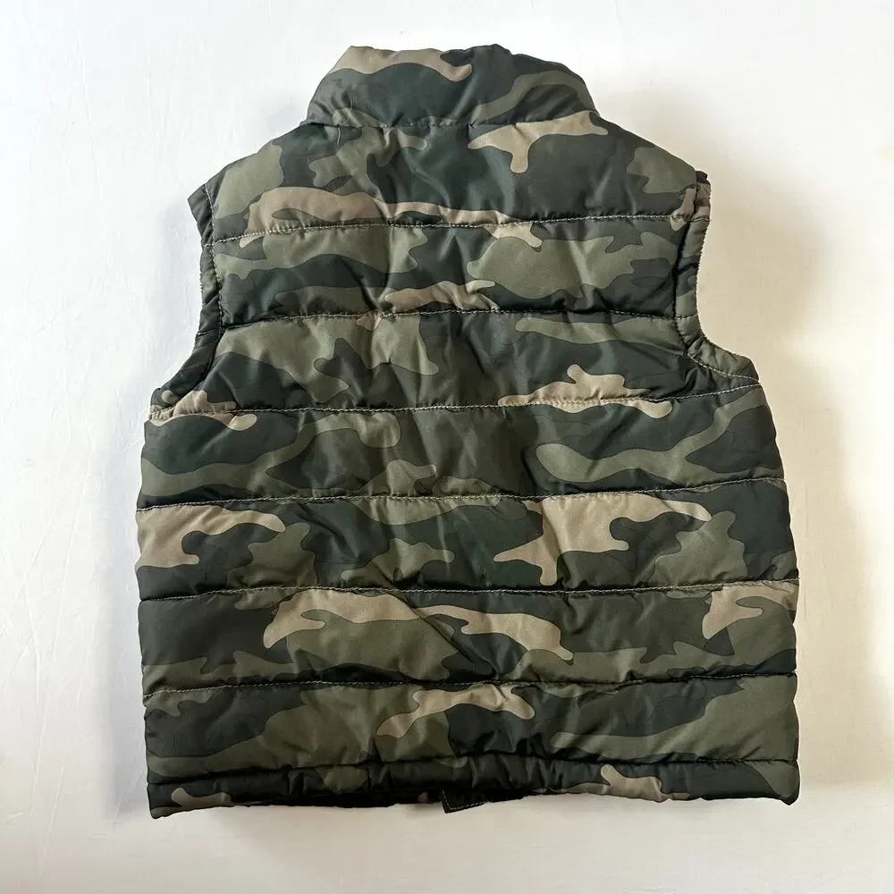 Gymboree Camo Fleece Lined Puffer Vest Sz 6-12 Months